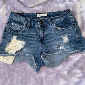 Adam Levine Collection Blue Jean Shorts with Distressed Cut-Off Style